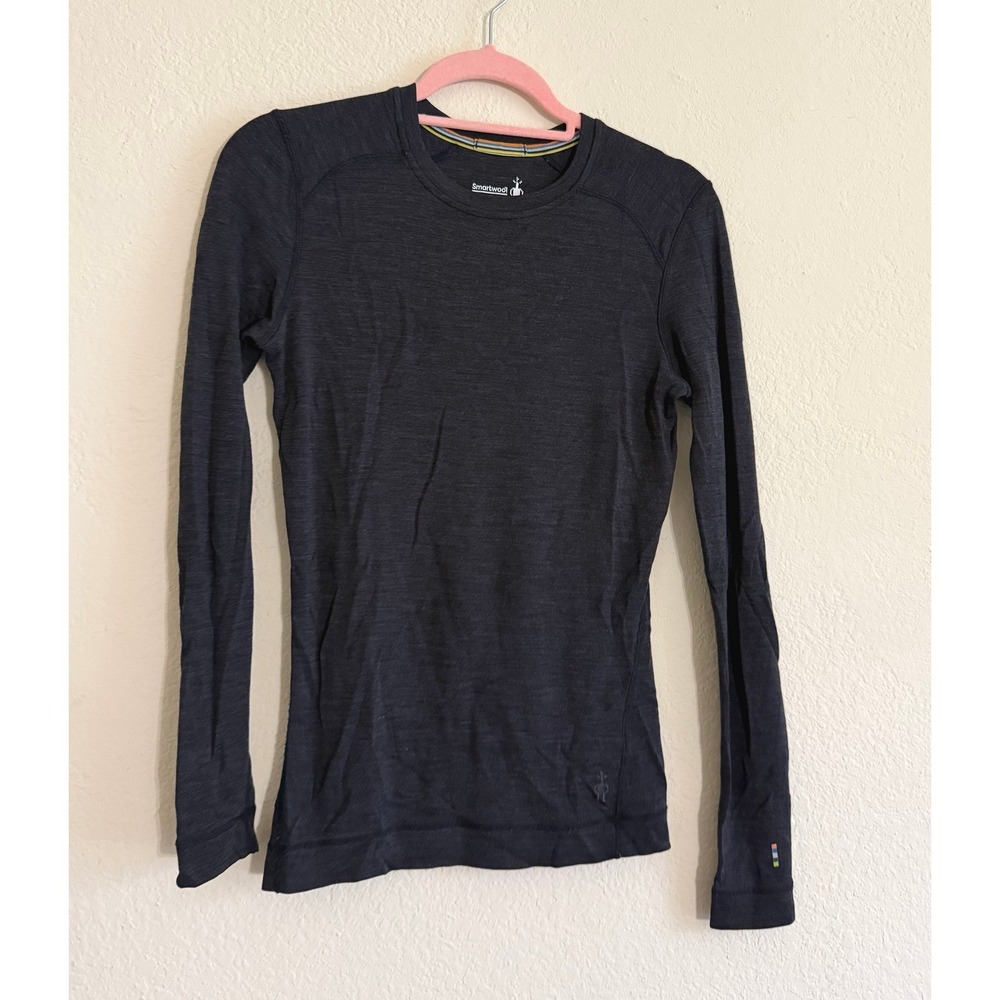 Smartwool Womens Merino Base Layer Long Sleeve Top In Charcoal Gray M Gorpcore